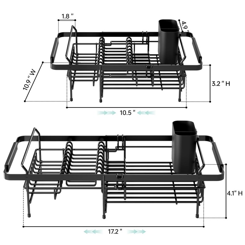 Urackify Dish Drying Rack in Sink - Expandable (14.5''-18''L) Over