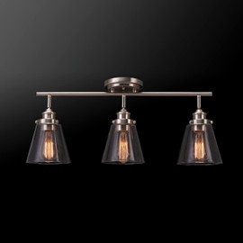 Globe Electric 59628 Jackson 3-Light Track Lighting, Brushed Nickel, Clear Glass Shades, Silver, Bulb Not Included