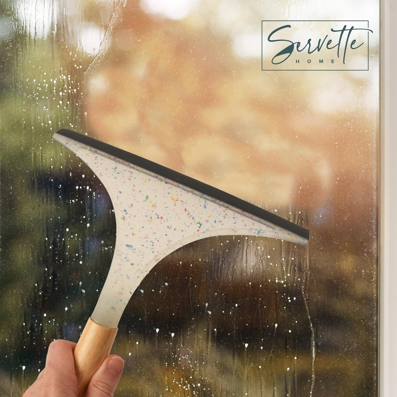 Household Squeegee with Wood or Bamboo Handle, Streak-Free Surface Cleaner,