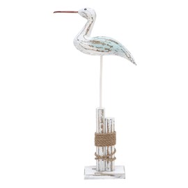 Deco 79 Wood Bird Decorative Sculpture Home Decor Statue, Accent Figurine 12" x 3" x 21", White