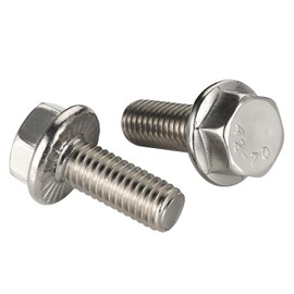 1/4-20 x 3/8" Flanged Hex Head Bolts Flange Hexagon Screws, Stainless Steel A2, DIN 6921, 25 PCS