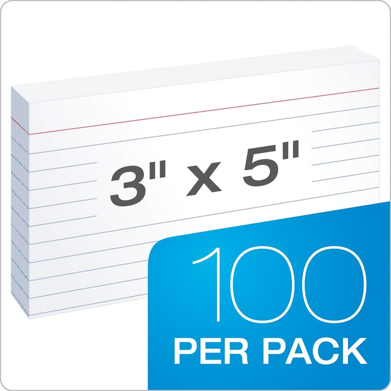 Oxford Ruled Index Cards, 3" x 5", White, 100-Pack (31)