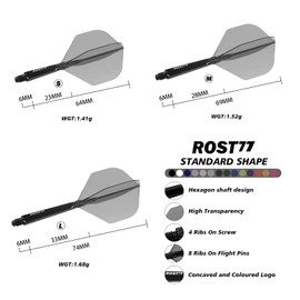 CUESOUL ROST 77 Integrated Dart Shaft and Flight,Standard Shape,Set of 3(clear color series)
