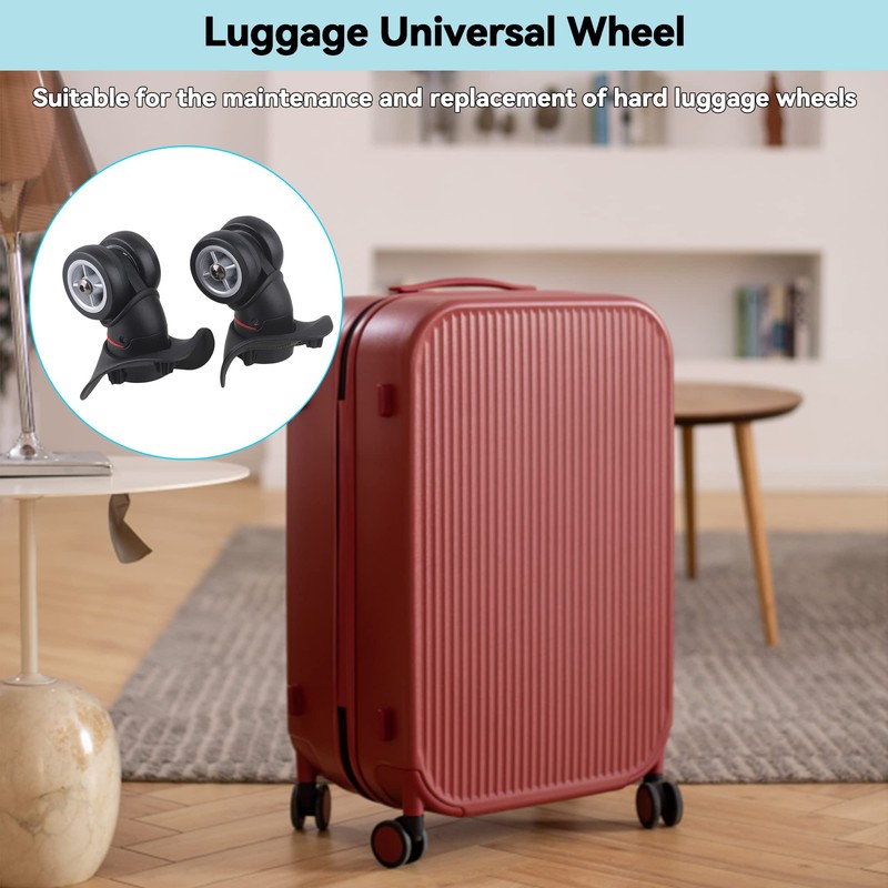 1 Pair Replacement Wheels for Luggage 360 Swivel Dual Suitcase