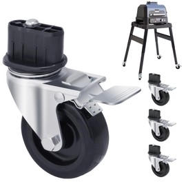 3 Inch Caster Wheels for Ninja XSKUNSTAND Outdoor Stand, Grill Accessories with Brake, 360 Degree Silky Swivel, 4 Pack Wheel Kit for Ninja Woodfire Outdoor Grill/Pizza Oven Stand (Casters Only)