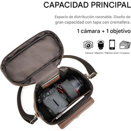 CONTACT'S Bolso cámara hombre de cuero Crazy Horse bandolera vintage