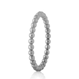 Akitsune Delight women's ring made of 1 mm beads, elegant 316L stainless steel ring for women, pearl ring, waterproof and anti-allergenic