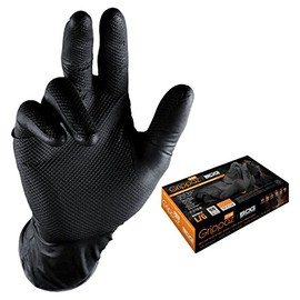 Bob Dale Gloves 9916000BL Grippaz Black Nitrile Disposable 6Mil Box,