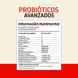 Paquete de 3 Probióticos Avanzados Laboratorios Wöhl Cápsulas Enzimas Digestivas Sin Sabor