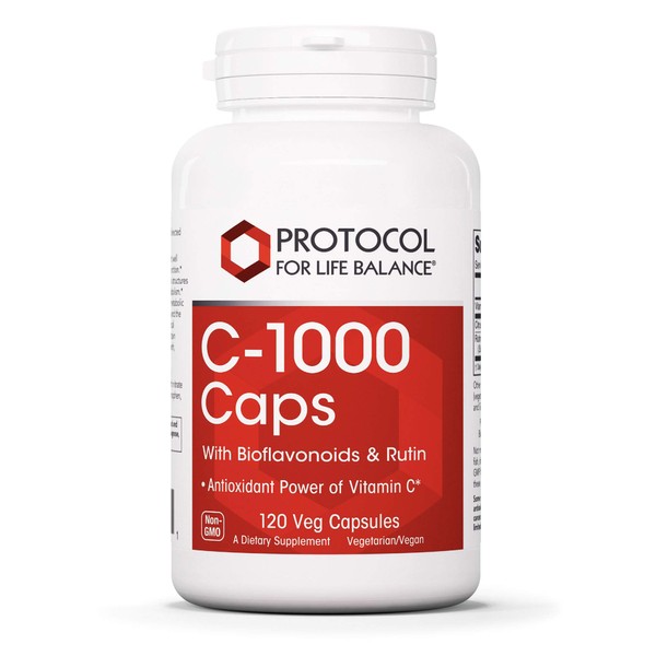 Protocol For Life Balance - C-1000 Caps with Bioflavonoids and Rutin - Antioxidant Power of Vitamin C, Supports Healthy Immune System Function, Provides Cellular Protection - 120 Veg Capsules