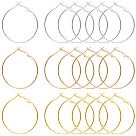 FANMAOUS Hoop Earring Findings Stainless Steel Earrings Beading Round Earrings Hypoallergenic Open Beading Hoop for Jewelry Making DIY Crafts Art Creation (50mm)