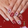 Christmas False Nails, 24 Pieces Christmas Red False Nails Set,