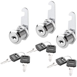 Wideskall 1/2" inch Drawer & Cabinet Keyed Different Cam Lock Chrome Finished with 2 Keys (Pack of 5)