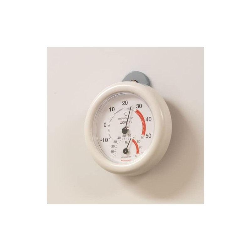 GRUS GRS110-WH Analog Thermometer/Hygrometer, White, Small