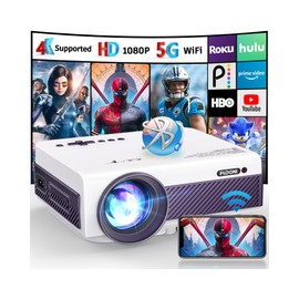 FUDONI Native 1080P WiFi Bluetooth Projector, Built-in Speaker, Portable
