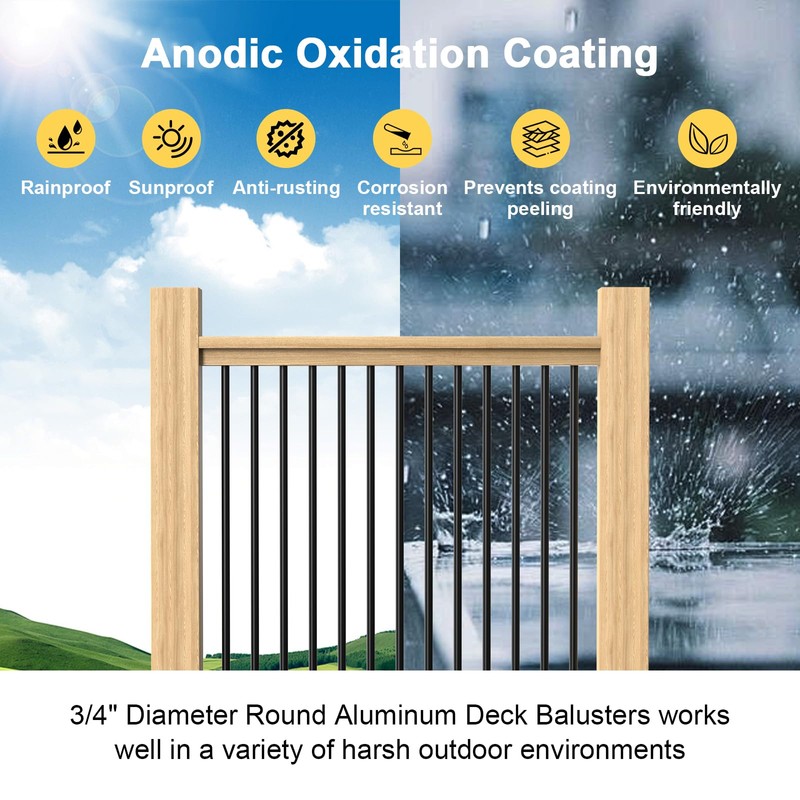 CKE 50 Pack 32" Round Aluminum Deck Balusters, 3/4" Diameter