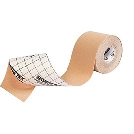 Sports Tex "Kinesiology Tape" Beige, Single Roll 5cm X 5M, (2 inches Wide x 16.40 ft Long) " Made in Korea" Tape (Also Available in Black, Purple, Yellow, Pink, and Blue)