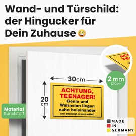 DankeDir! Teenager - Plastic Sign 30 x 20 cm - Gift Idea Teenie Saying Room Door Sign Boys & Girls Teenagers Room - Decoration Gift Idea Teenagers Door Decoration Birthday