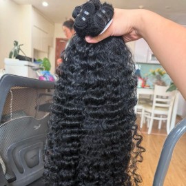 10~30 Inches Double Drawn Raw Vietnamese Hair Deep Wave Curly Hair Bundles Weft Human Hair Extension Unprocessedstyle: raw hair, color: 1 pcs bundle Italy curly, Stretched Length: 28 inch