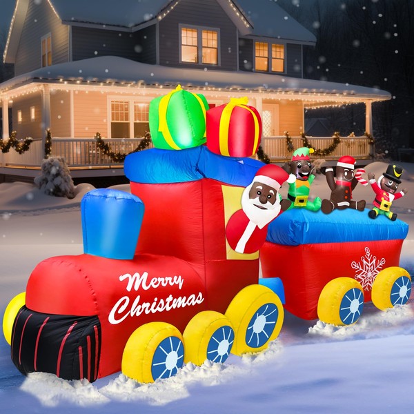 8 Ft Long 4.6 Ft Tall Christmas Inflatable Black Santa