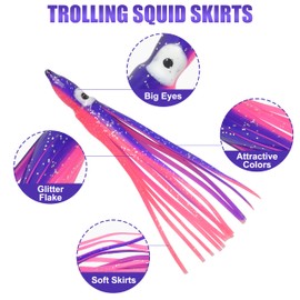 OROOTL Squid Skirts Octopus Skirts Saltwater Trolling Lures Soft Plastic Fishing Lures Glow Octopus Lures Squid Skirt Bait for Sea Bass Salmon Trout Tuna Multicolored 7cm 9cm 11cm