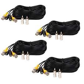 Henxlco 4 Pack 10ft CCTV Security Surveillance Camera Video Power Cable Pre-Made All-in-One BNC RCA Cable