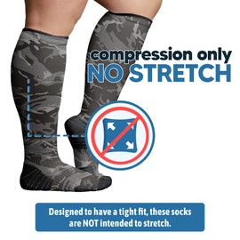 Viasox Compression Socks for Women and Men, Knee High Socks 12-15 mmhg Circulation Support for Flight, Travel, Daily, X-Large 12-14, Camo