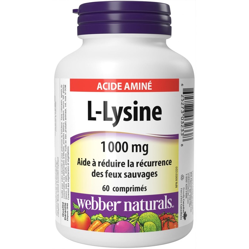 Webber Naturals Webber Naturals L-Lysine 1000 mg, 60 Tablets, Prevents