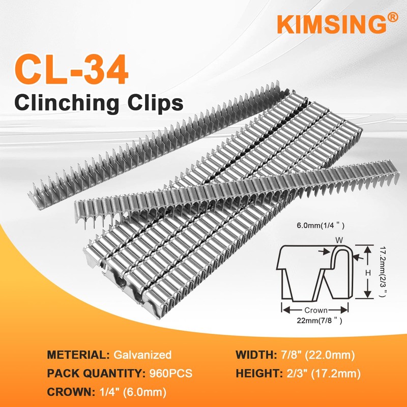 KIMSING CL-34 Galvanized Clinching Clips 960 PCS/Box Compatible with M85