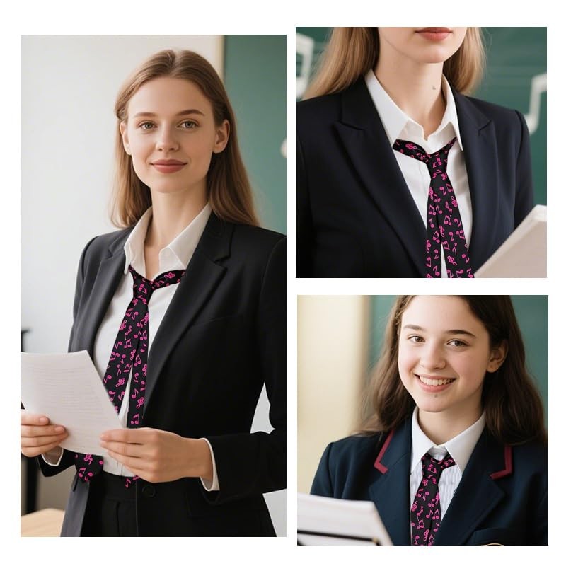 Yreamont Hot Pink Musical Note Neckties