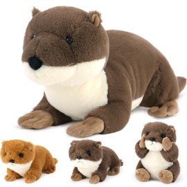 MorisMos Brown otter cuddly toy XXL, 60 cm giant plush toy otter with 3 babies in belly, large plush otter plush toy, stuffed toy, gift for children