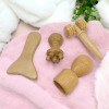 Kit Masaje Maderoterapia Facial Cuello Copa Tablita Rodillo Madera Miel