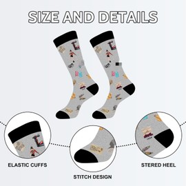 Music Socks, Music Album Inspired Gift Novelty Crew Sock with Color Pattern for Women Men Song Lover Fans Gift (Black-Grey)