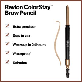 Revlon Eyebrow Pencil, Colorstay Eye Makeup with Eyebrow Spoolie, Waterproof, Longwearing Angled Precision Tip, 205 Blonde, 0.01 Oz (Pack of 2)
