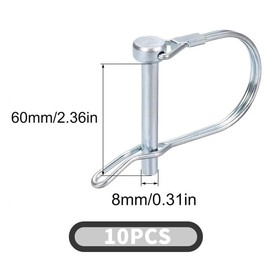 GVSS 10pcs Locking Pin D Shape Clip 8mm Locking Bolt Agriculture Pin Garden Lawn Trailer 8x60mm
