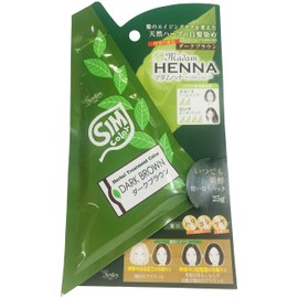 Simsim Japan Madame Henna 1pac Dye for Gray Hair, Dark Brown, 0.9 oz (25 g)