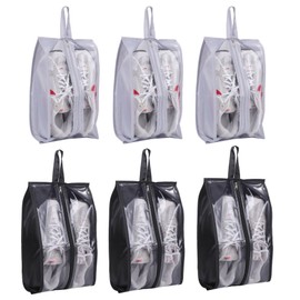 cobalt planet 6 Pcs Travel Shoe Bag Shoe Storage Shoe Bag for Men Women Waterproof Portable Shoe Organizer Bag Zipper Secure Convenient, black & grey
