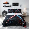 Neon Red Blue Light Up Sword Bed Sheets King Size