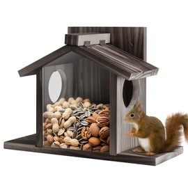 Gnodary Squirrel Feeders for Outside, Durable Squirrel House for Outdoor - Chipmunk Feeder, Squirrel Food for Backyard Squirrels Hold Corn, Corn Cob, Peanuts (Walnut Brown)