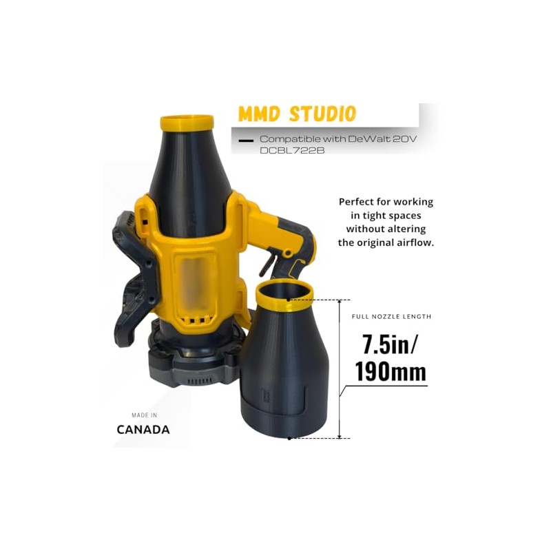 Short Nozzle Blower Compatible with DeWalt 20V Leaf Blower DCBL722B