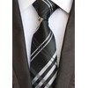 Men Black Grey Check White Designer Plaid Neck Tie Accessory