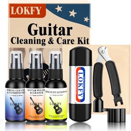 LokFy Guitar Cleaning Care Kit, Fretboard Lemon Oil, Guitar Polish Cleaner, Guitar String Cleaner & Eraser, Guitar String Winder, Cleaning Cloth, for Guitar Cleaning and Maintenance, All IN ONE KIT