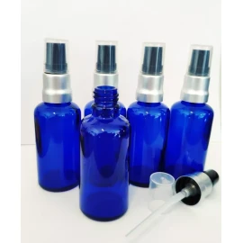 Marca Generico Frasco Dosificador 50 Ml Cristal Azul Bomba Plata (50pzs)