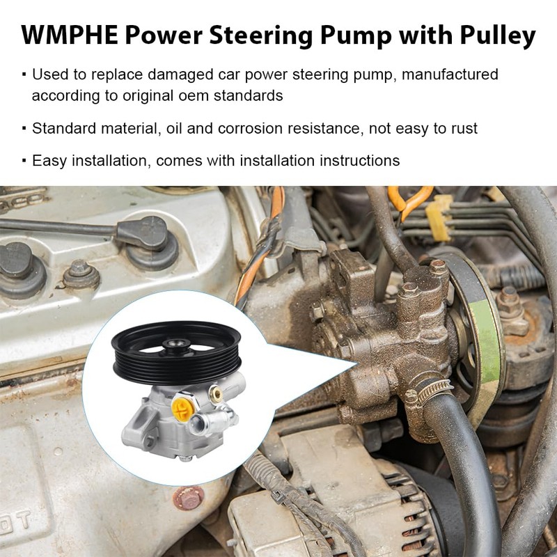 WMPHE Power Steering Pump with Pulley Compatible with Buick Enclave