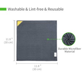 LOUKIN Magnetic Whiteboard Cleaning Cloth, Dry Erase Cleaning Cloth for Classroom, Home and Office Use, Reusable and Washable, Gray, 12" x 12" - Free 3.4oz Whiteboard Cleaner Included