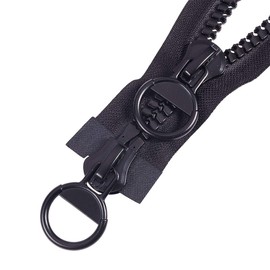 WANDIC 20#Separating Jacket Zippers,1PC 150CM Double Open Super Large Plastic Zipper Black Teeth Heavy Duty Zippers for DIY Sewing Tailor Crafts Bags Tents