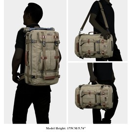 WITZMAN Canvas Backpack Vintage Travel Backpack Large Laptop Bags Convertible Shoulder Rucksack(A519-1 Classic Light Green)