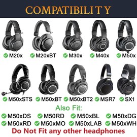 SOULWIT® Professionelle Ersatz Ohrpolster für ATH Audio-Technica DJ-Kopfhörer M50x / M50xBT / M50RD / M40X / M30x / M20x / MSR7 / SX1,Ohrpolster mit strapazierfähigem Netzstoff und hochdichtem Schaum