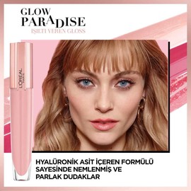 L'Oréal Paris Lip Gloss, Plumping and Hydrating, with Hyaluronic Acid and Collagen Complex, Glow Paradise Balm-In-Gloss, 404 I Assert, 7 ml