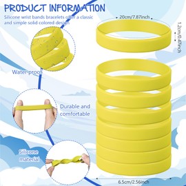 kymqlyw 24 Pcs Plain Silicone Rubber Bracelets Solid Color Rubber Wristbands Sports Elastic Rubber Bands for Stretch Silicone Wristband Wrist Bands for Women Men Teen Part Decorations Gifts (Yellow)